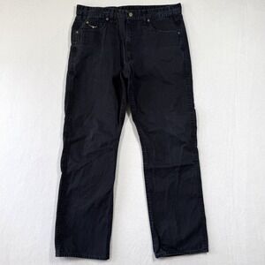RM Williams Pants Mens 38 Straight 5 Pocket Linesman Jean Black Australia TJ781